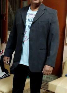 Elegant Grey Blazer Coat For Festival