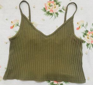 Olive Green Ribbed Tank Top
