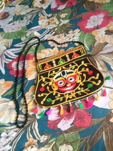 Embroidered Handbag with Beaded Strap