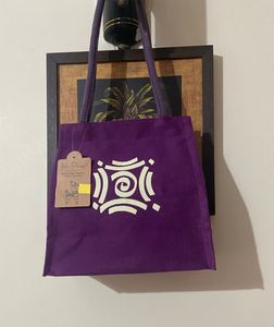 Purple Graphic Print Tote Bag