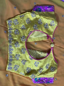 Yellow Embroidered Saree with Blouse