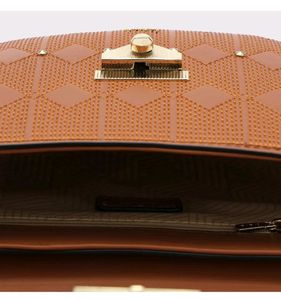 Iykyk Compact Brown Textured Crossbody Sling Bag