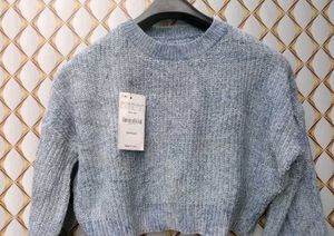 New With Tag Korean Cozy Blue Knit Sweater