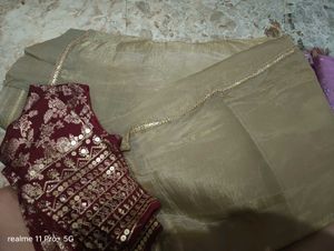 Maroon Floral Blouse &amp; Saree