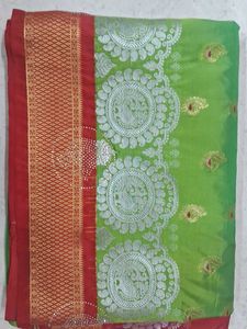 Elegant Green &amp; Red Saree