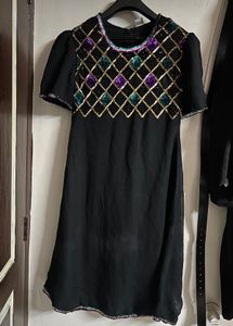 Sequin Embellished Black Dress