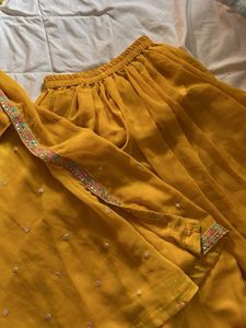 yellow 3 piece set (blouse, palazzo, shrug)