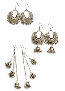 Oxidised Jhumka Earring Set