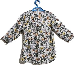 White Floral Print Top