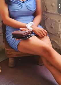 Blue Ruched Bodycon Mini Dress