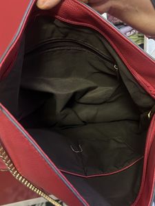 Red Shoulder Bag with Gold Chain