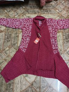 Pink Floral Knit Cardigan