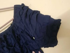 Navy Blue Off-Shoulder Maxi Dress