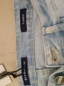 Light Wash Flare Cargo Jeans