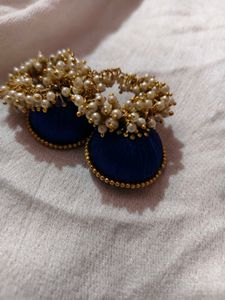 Blue Silk Thread Earrings