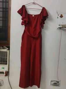 Red Ruffled Jumpsuit