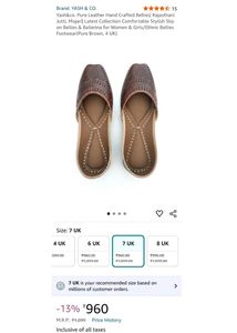 Punjabi Hand-Stitched Leather Jutti Size 7 UK