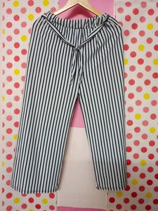 White With Blue Stripeed Palazzo Pant For Women