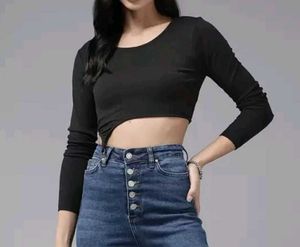 Ripped Crop Black Top