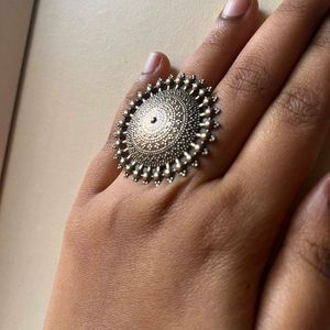 Adjustable Oxidised Silver Ring
