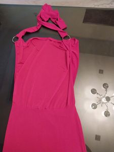***Reduced Price-Red full length halter  back less dress