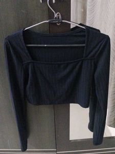 1. SHEIN Black Square Neck Crop Top