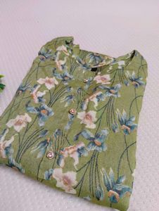 Green Floral Printed Kurti Set with Dupatta