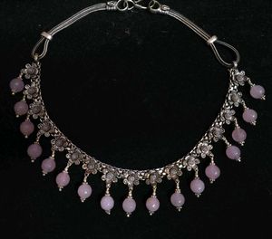 Germansilver Rose Quartz Crystal Choker Necklace
