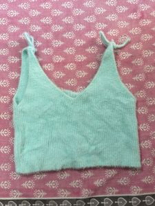 Fuzzy Mint Green Crop Top