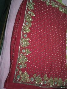 Red &amp; Gold Embroidered Saree