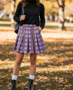 Purple Plaid Mini Skirt