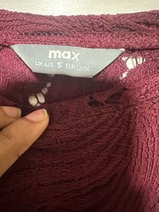 MAX UAW Maroon Lace Top