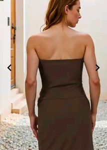 Shein Strapless Ruched Tie-Up Party Dress