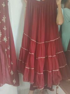 Maroon Embroidered Kurta Set