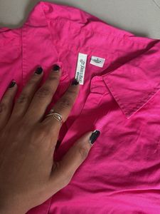 Bright Pink Short Sleeve Blouse