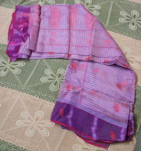 Purple chanderi silk saree