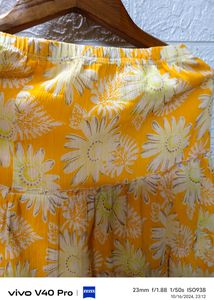 Radiant Yellow Floral Skirt - Small to Medium Size