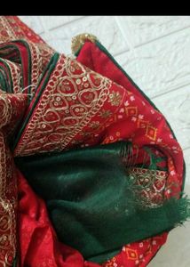 Elegant Red Bandhani Saree