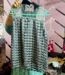 Korean Crochet Top-Dark Silver Stylish Collar