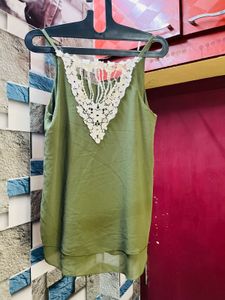 Olive Green Lace Tank Top