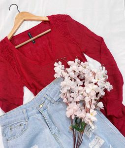Pinterest Red Hot V-Neck Top A