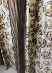 Brown Printed 9 Feet 4 Curtains