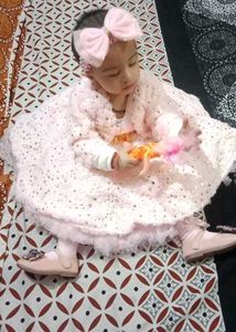 Girls Dress With Shrug And Belt