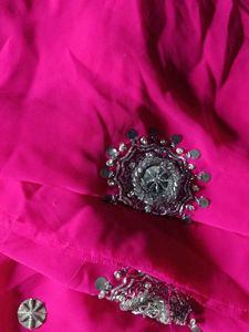 Elegant Pink Embellished Saree