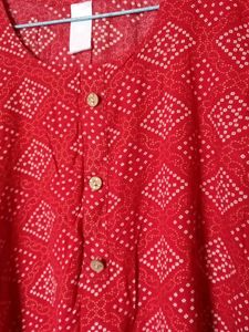 Red Cotton  Kurta