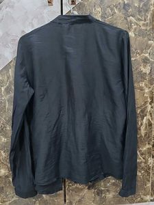 Exported Black cotton+silk fabric shirt