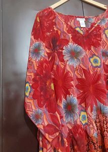 Red🔴 Floral Printed Top For 44 Bust