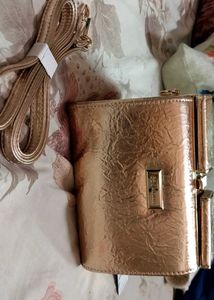 Metallic Rose Gold Crossbody Bag