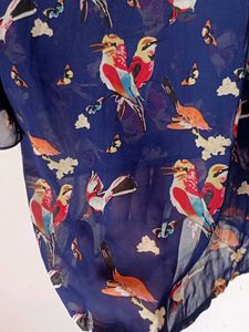 Bird Print Navy Blue Top