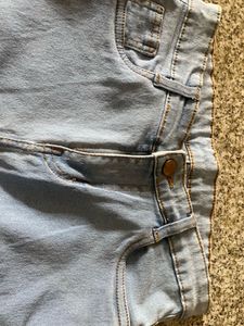 stretchable waist denim mini skirt